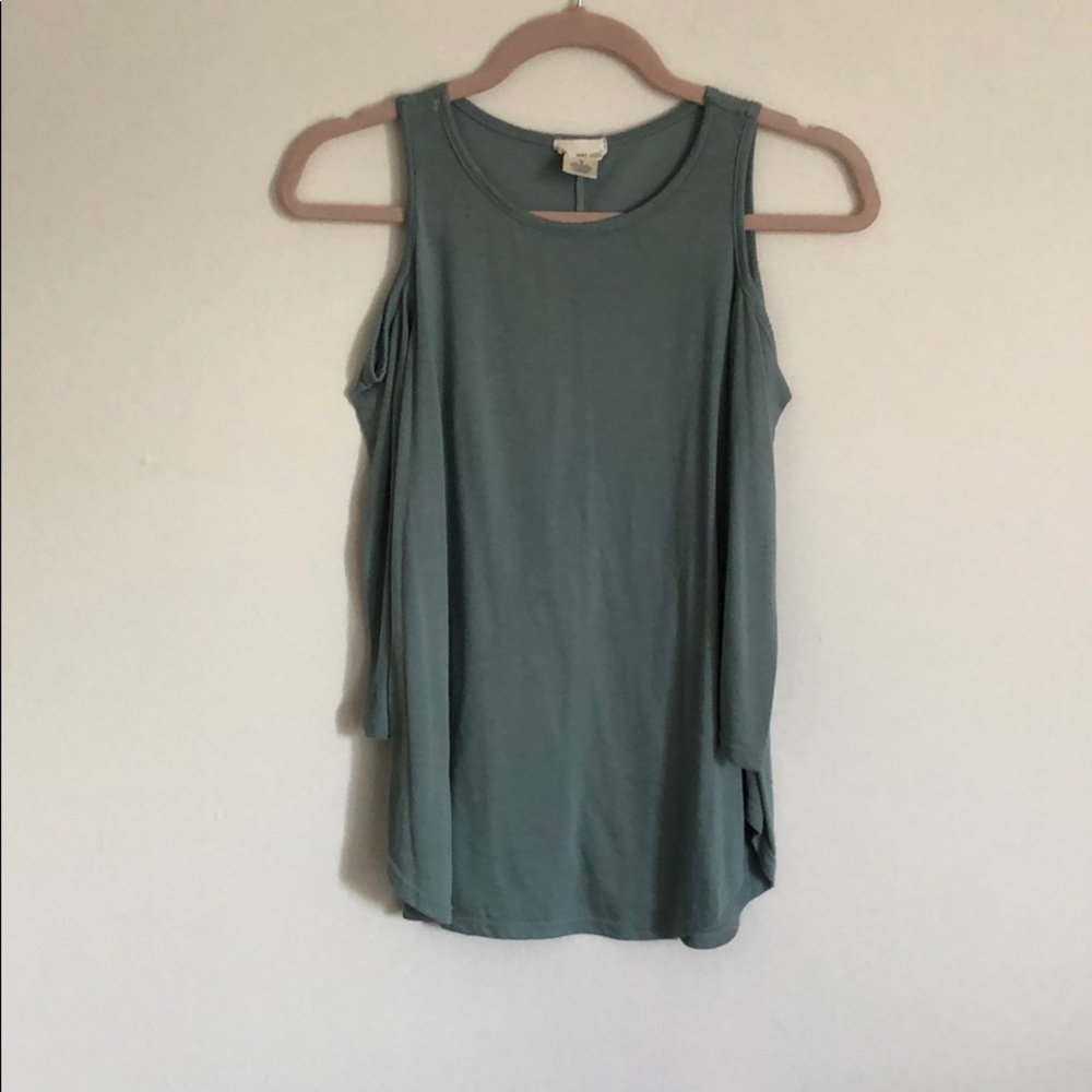 Green cold shoulder top